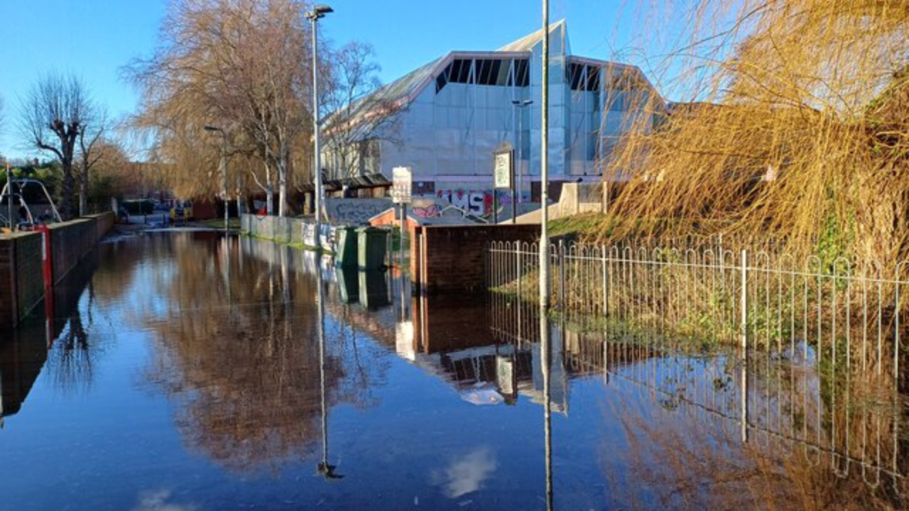 Skatepark: Flooding near the skatepark, Winchester