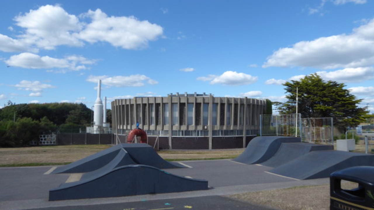 Skatepark: Looking over a skateboard rank towards a water board building - geograph.org.uk - 6534026